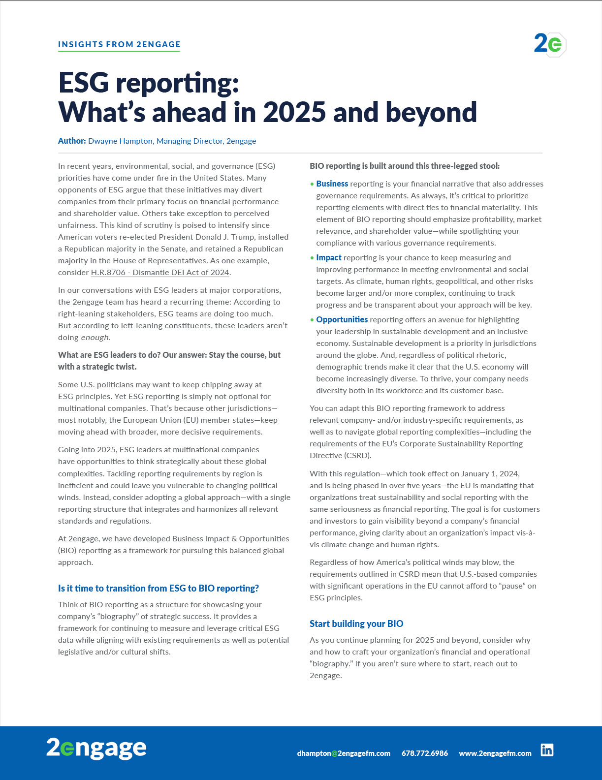 Article on ESG Reporting in 2025